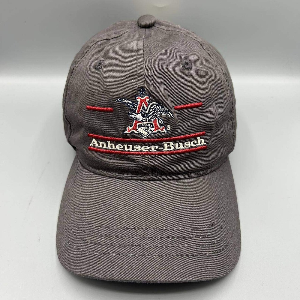 Anheuser-Busch Hat Men Gray Embroidered The Game Strap Back Cap Cotton New